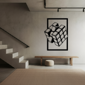 rubik küp temalı ahşap duvar tablosu