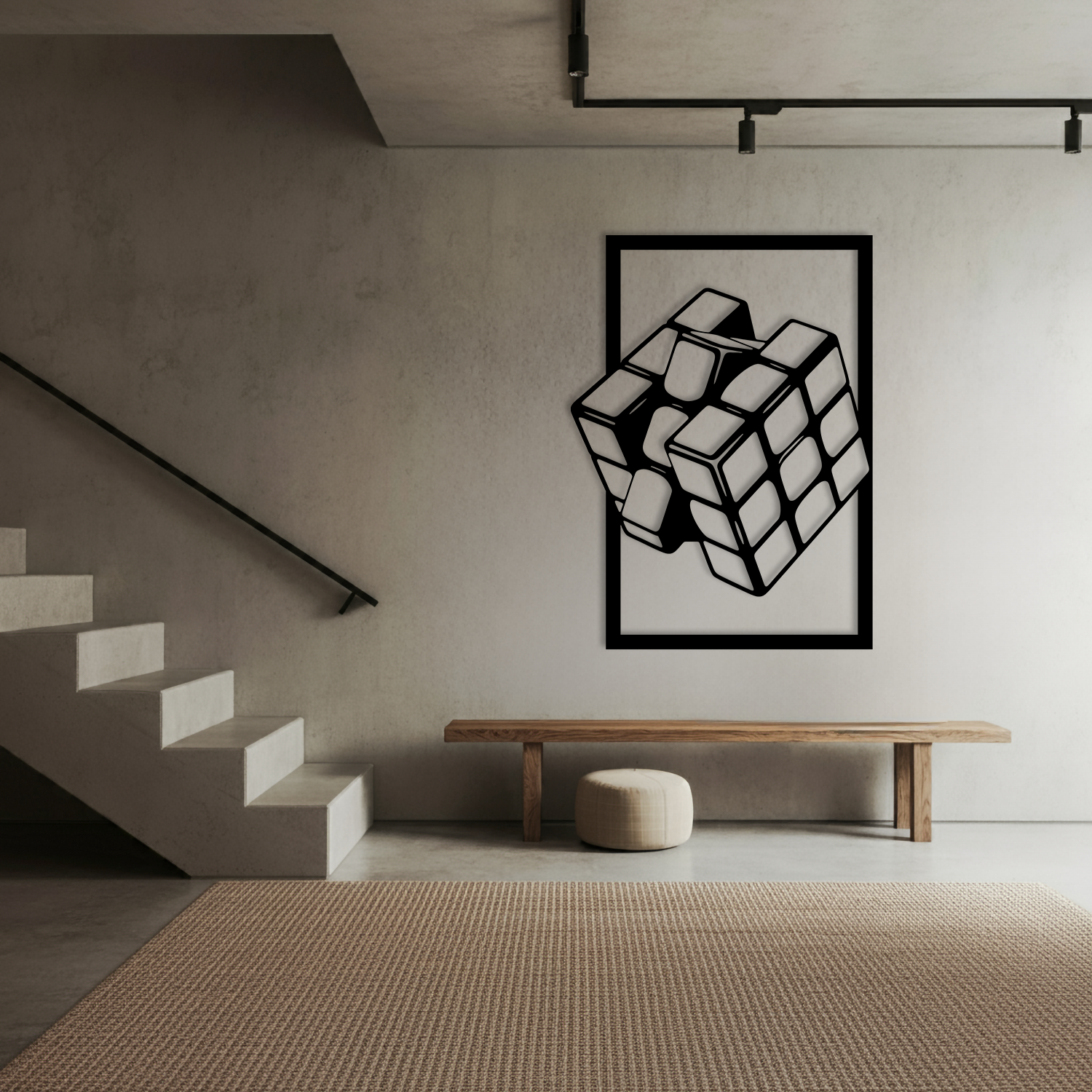 rubik küp temalı ahşap duvar tablosu